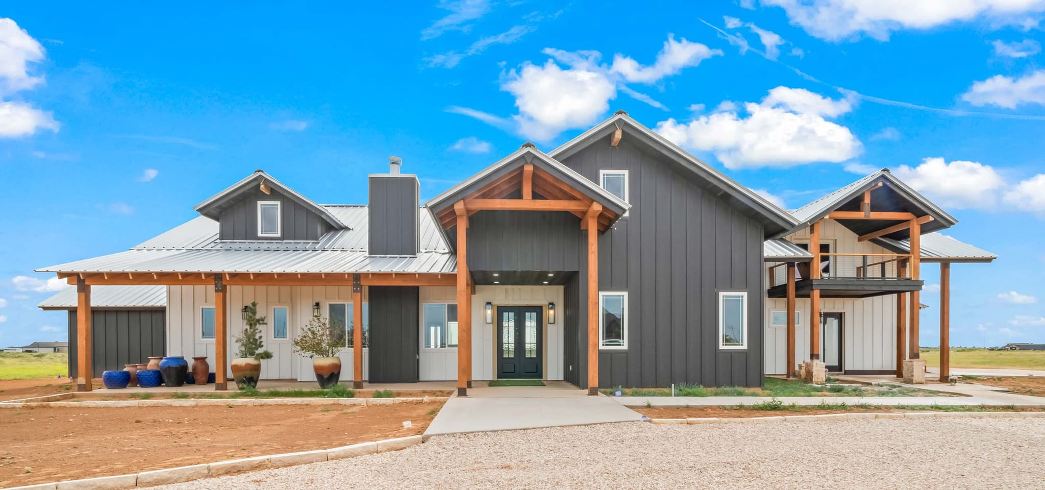 Lauderdale custom residence — rustic modern farmhouse front elevation